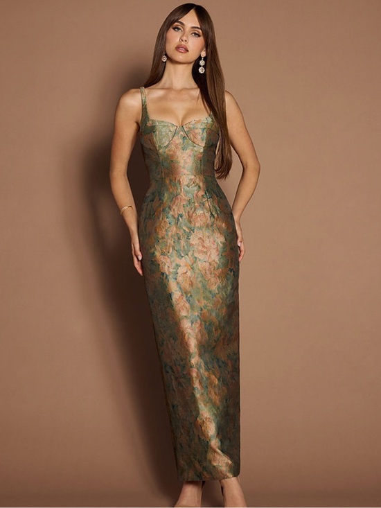Azazie Dresses & Skirts - Azazie Christy Vintage Teal Maxi Dress